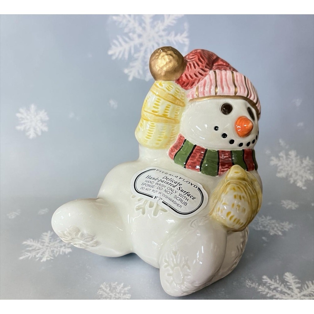 Fitz & Floyd Frosty Folks Snowman Salt Shaker Winter Holiday Christmas Decor